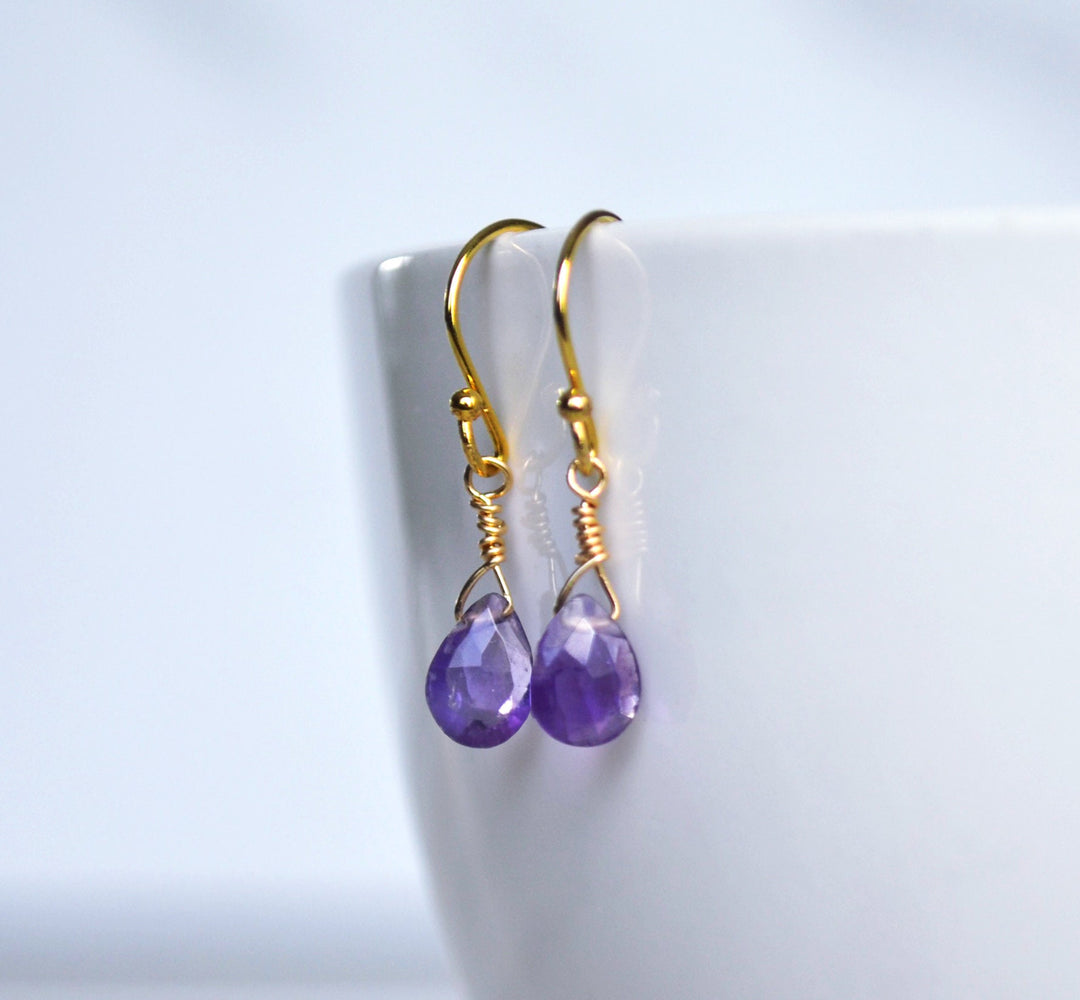 Dainty Genuine Amethyst Earrings, February Birthstone Earrings, Semi Precious Amethyst Earrings, Bridesmaid Gift, Gift for Her