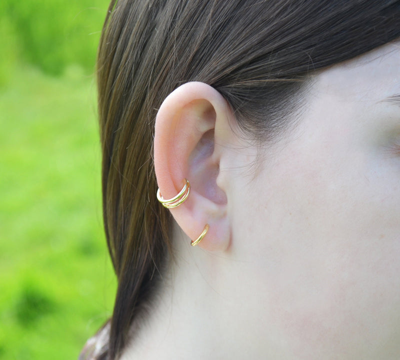 Double Hoop Ear Cuff, Modern Ear Cuff, Minimalist Ear Cuff, Gold Ear C –  Susabella