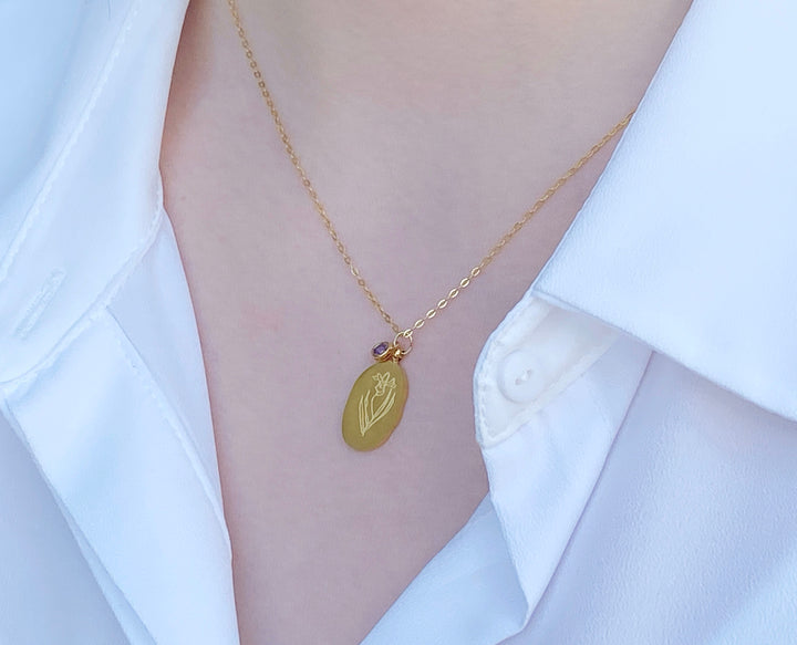 April Birth Flower Necklace, Daisy Birth Flower Necklace, Birthstone Stone Necklace, Personalized Necklace, Bridesmaid Gift