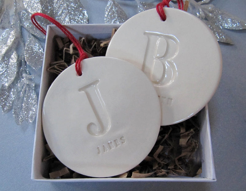 Set of 2 Customized Christmas Ornaments with Names