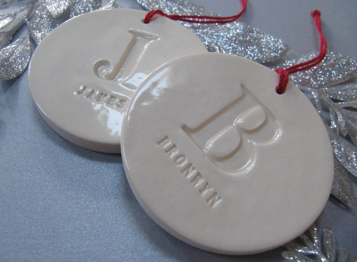 Set of 2 Customized Christmas Ornaments with Names