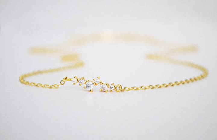 Small CZ Diamond Cluster Necklace, Bridesmaid Gift, Layering Necklace, Minimalist Necklace, Gift for Her, In Gold, Rose Gold and Silver