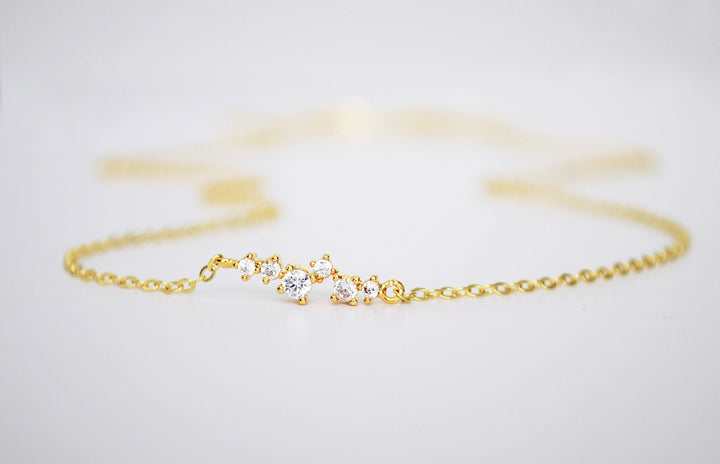 Tiny CZ Diamond Cluster Necklace, Layering Necklace, Bridesmaid Gift, Minimalist Necklace, Gift for Her, In Gold, Rose Gold and Silver