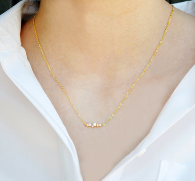 Dainty CZ Diamond Cluster Necklace, Layering Necklace, Bridesmaid Gift, Minimalist Necklace, Gift for Her, In Gold, Rose Gold and Silver
