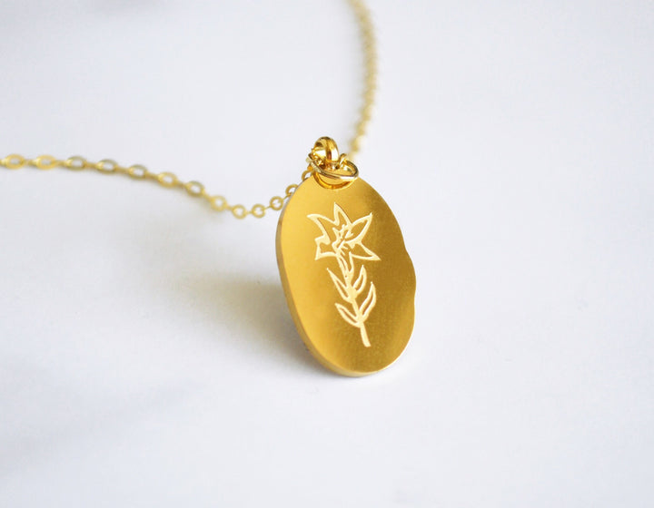 December Birth Flower Necklace, Poinsettia Birth Flower Necklace, Birthstone Stone Necklace, Personalized Necklace, Bridesmaid Gift