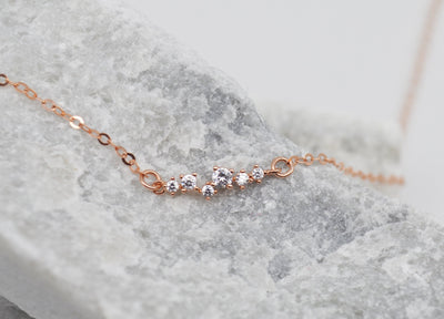 Small CZ Diamond Cluster Necklace, Bridesmaid Gift, Layering Necklace, Minimalist Necklace, Gift for Her, In Gold, Rose Gold and Silver
