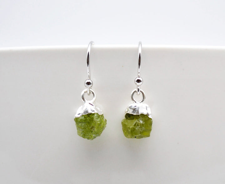 Raw Peridot Earrings, August Birthstone Gift,  August Birthstone earrings, Bridesmaid earrings, August Birthday Gift, Peridot Jewelry Set