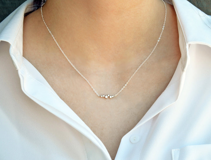 Small CZ Diamond Cluster Necklace, Bridesmaid Gift, Layering Necklace, Minimalist Necklace, Gift for Her, In Gold, Rose Gold and Silver