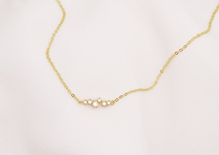 Small CZ Diamond Cluster Necklace, Bridesmaid Gift, Layering Necklace, Minimalist Necklace, Gift for Her, In Gold, Rose Gold and Silver