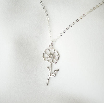 October Birth Flower Necklace, Cosmos Birth Flower Necklace, Birthday Gift for Her, Birthstone Stone Necklace, Bridesmaid Gift,