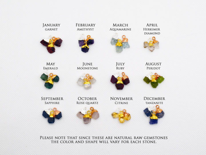 Raw Birthstone Huggie Earrings, Raw Crystal Hoops Earrings