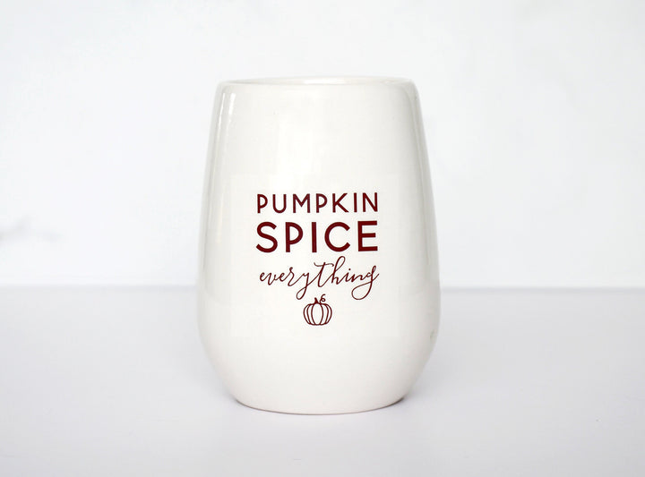 Fall Wine Glass, Thanksgiving Hostess Gift, Pumpkin Spice Everything Stemless Wine Glass, Wine Lover Gift, Funny Wine Glass