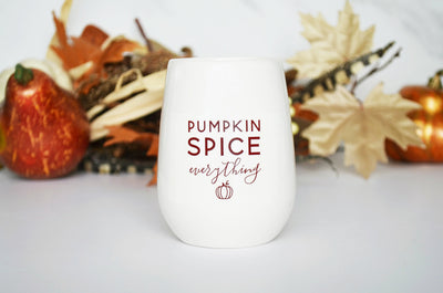 Fall Wine Glass, Thanksgiving Hostess Gift, Pumpkin Spice Everything Stemless Wine Glass, Wine Lover Gift, Funny Wine Glass