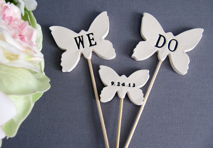 Butterfly We Do Wedding Cake Toppers with Wedding Date