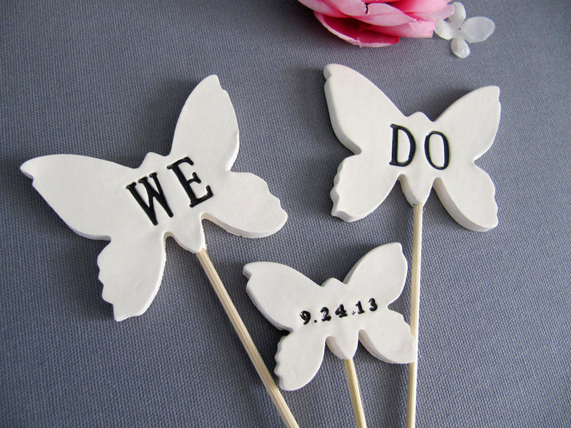 Butterfly We Do Wedding Cake Toppers with Wedding Date