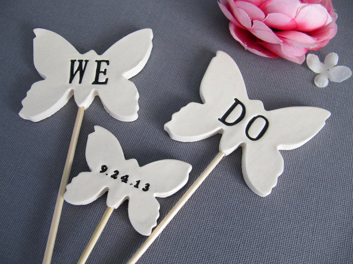 Butterfly We Do Wedding Cake Toppers with Wedding Date