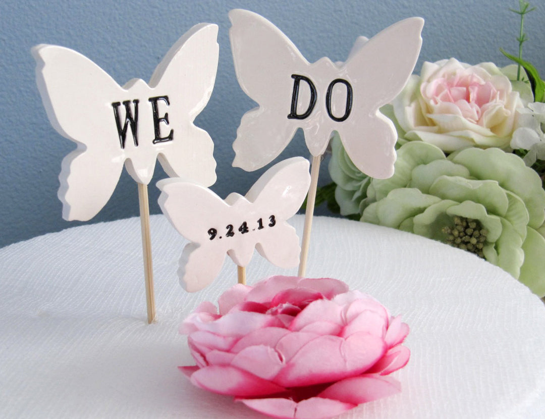 Butterfly We Do Wedding Cake Toppers with Wedding Date