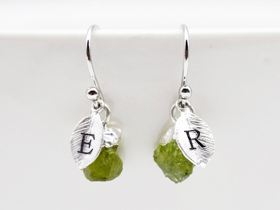 Raw Peridot Earrings, August Birthstone Gift,  August Birthstone earrings, Bridesmaid earrings, August Birthday Gift, Peridot Jewelry Set