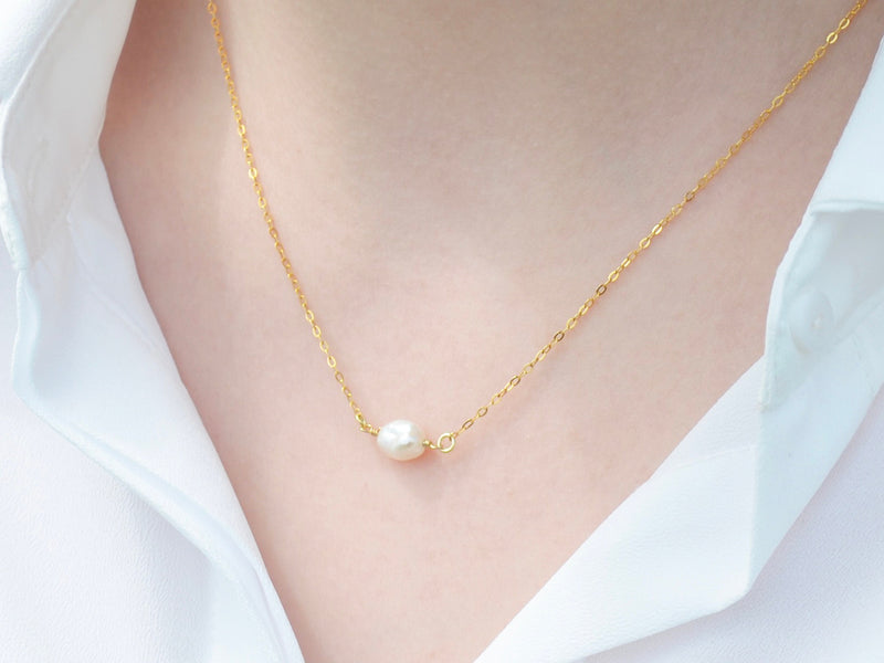 Fresh Water Pearl Necklace, June Birthstone Necklace, Bridesmaid Gift, Layering Necklace. Dainty Pearl Necklace, Wedding Necklace