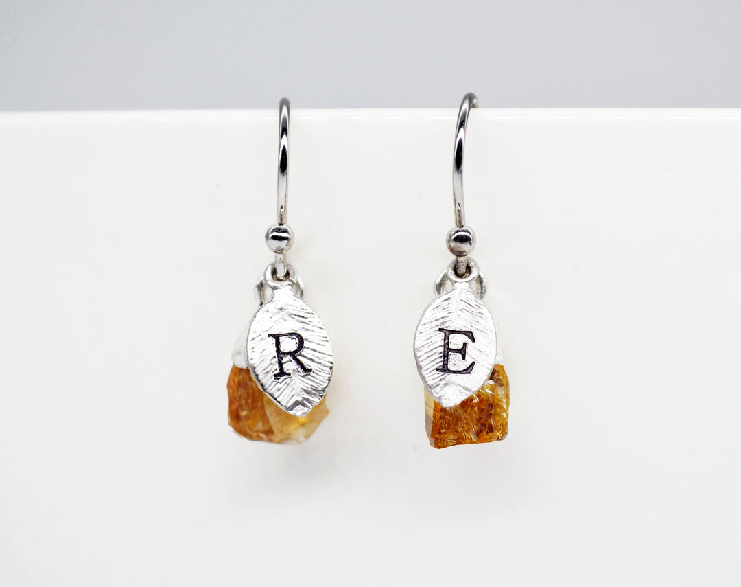 Raw Citrine Earrings, November Birthstone Earrings, Boho earrings, November Birthday Gift, Natural Citrine Jewelry Set