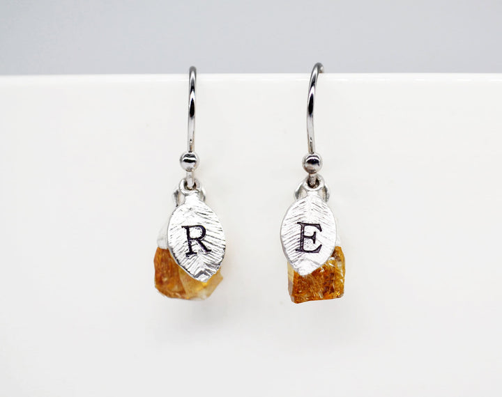 Raw Citrine Earrings, November Birthstone Earrings, Boho earrings, November Birthday Gift, Natural Citrine Jewelry Set