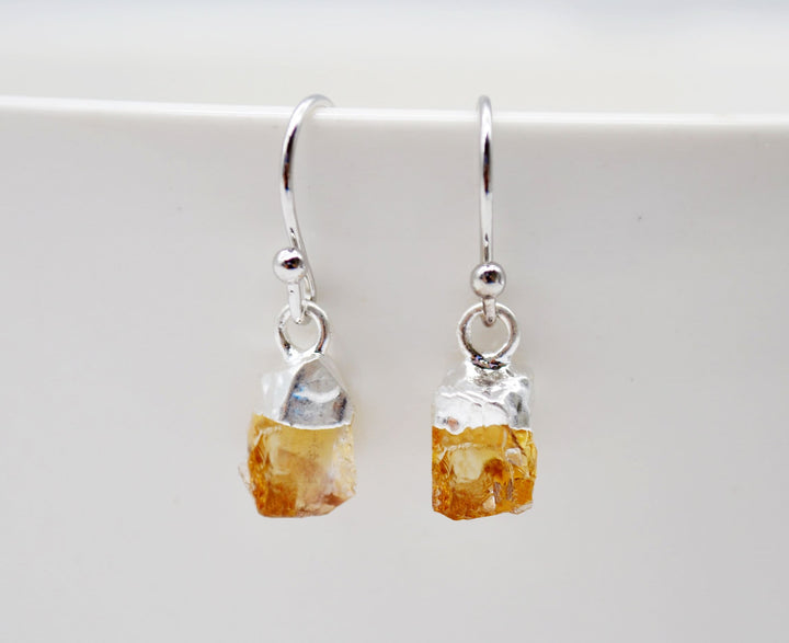 Raw Citrine Earrings, November Birthstone Earrings, Boho earrings, November Birthday Gift, Natural Citrine Jewelry Set