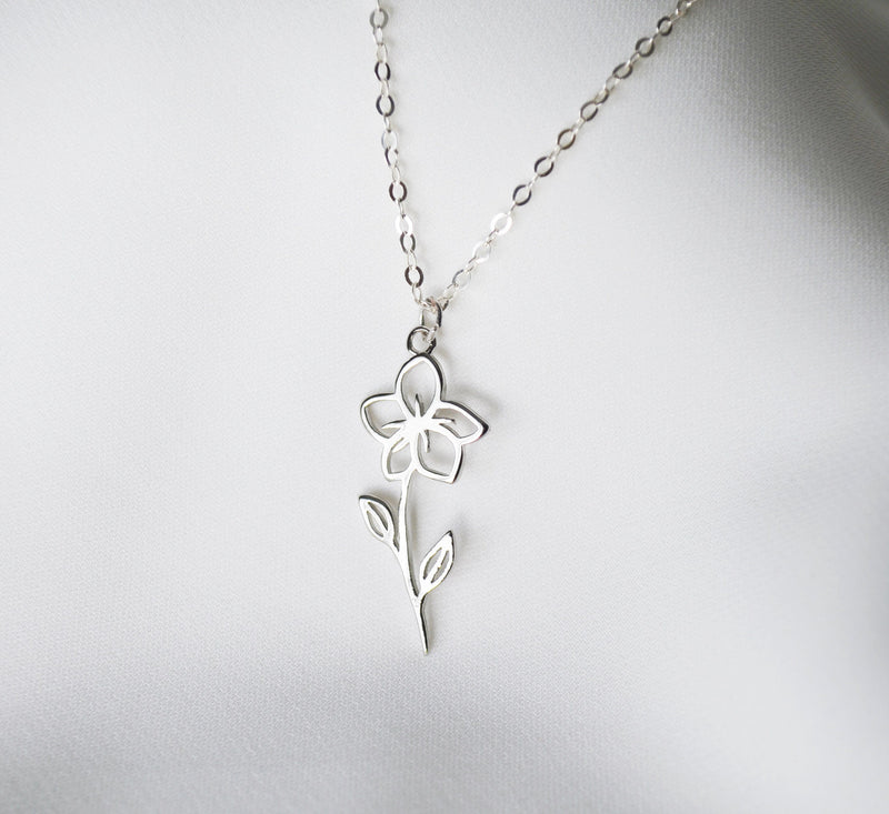 July Birth Flower Necklace | Gold, Rose Gold, Silver | Birth Flower Necklace  – Made By Mary