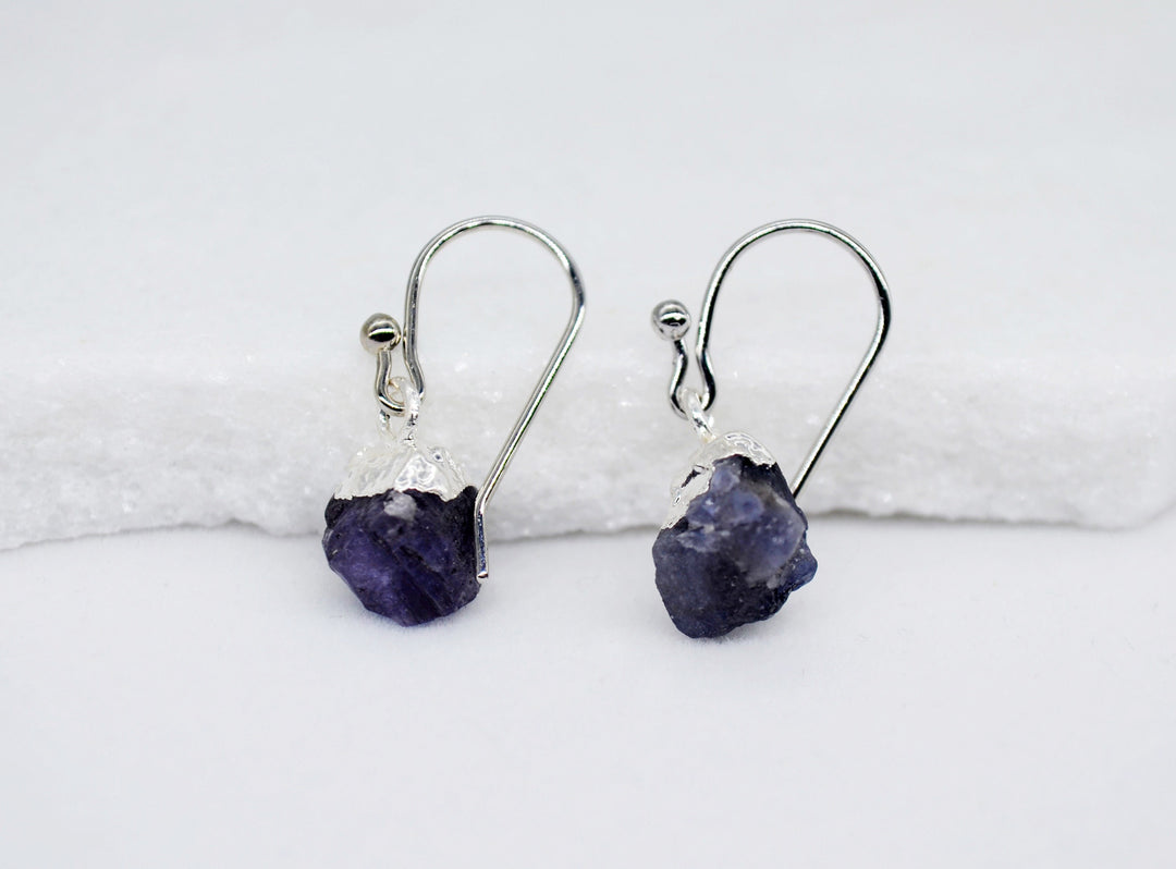 Raw Tanzanite Earrings, Personalized December Birthstone Earrings, December Birthday Gift, Boho Earrings, Natural Tanzanite Jewelry Set