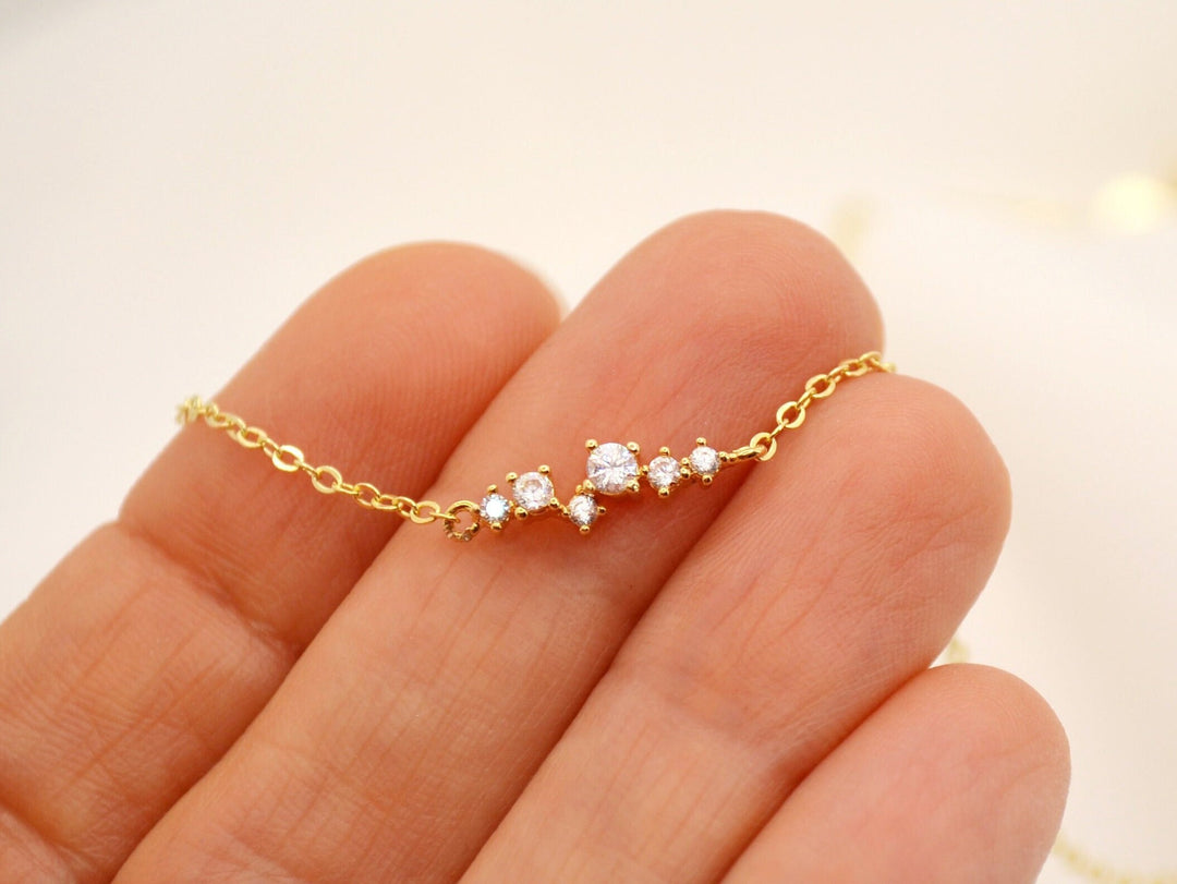 Dainty CZ Diamond Cluster Bracelet - In Gold, Rose Gold and Silver