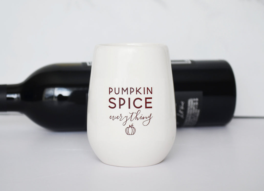 Fall Wine Glass, Thanksgiving Hostess Gift, Pumpkin Spice Everything Stemless Wine Glass, Wine Lover Gift, Funny Wine Glass