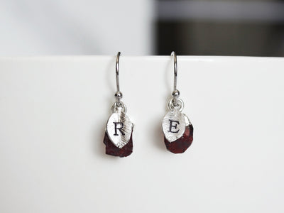 Raw Garnet Earrings, Personalized Garnet Birthstone Earrings, January Birthday Gift, Boho Earrings, Natural Garnet Jewelry Set