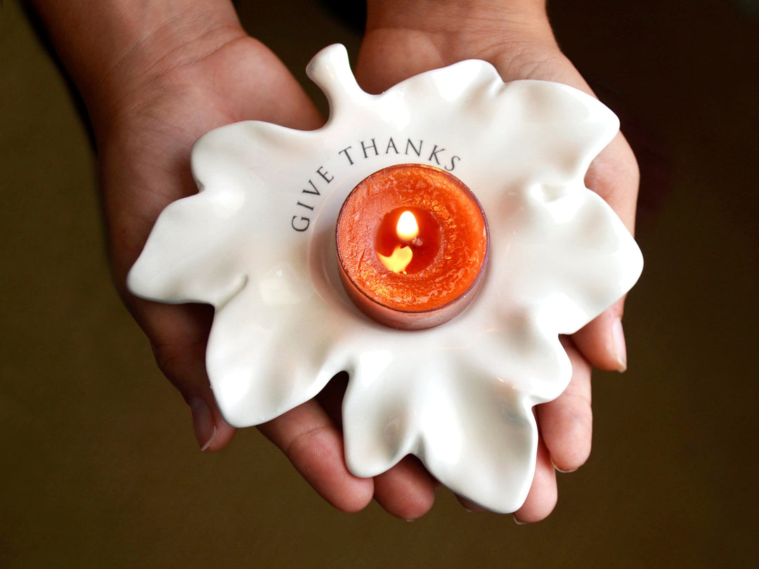 Give Thanks Hostess Gift, Leaf Candle Votive, Fall Decor, Thanksgiving Hostess Gift, Host Gift - READY TO SHIP