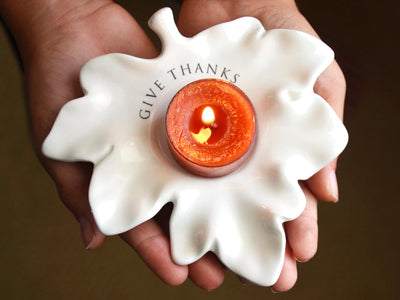 Give Thanks Hostess Gift, Leaf Candle Votive, Fall Decor, Thanksgiving Hostess Gift, Host Gift - READY TO SHIP