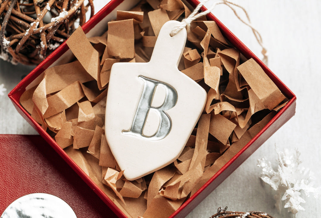 Personalized Dreidel Hanukkah Ornament with Initial