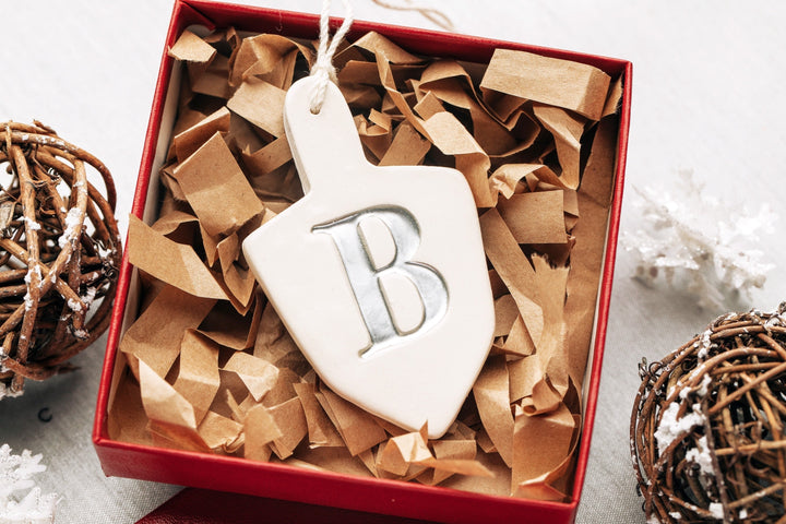 Personalized Dreidel Hanukkah Ornament with Initial