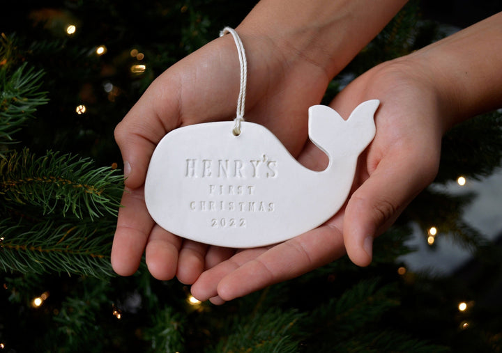 Whale Ornament, Personalized Baby's First Christmas Ornament