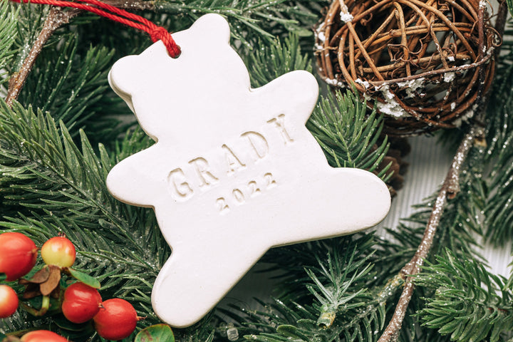 Teddy Bear Christmas Ornament with Name