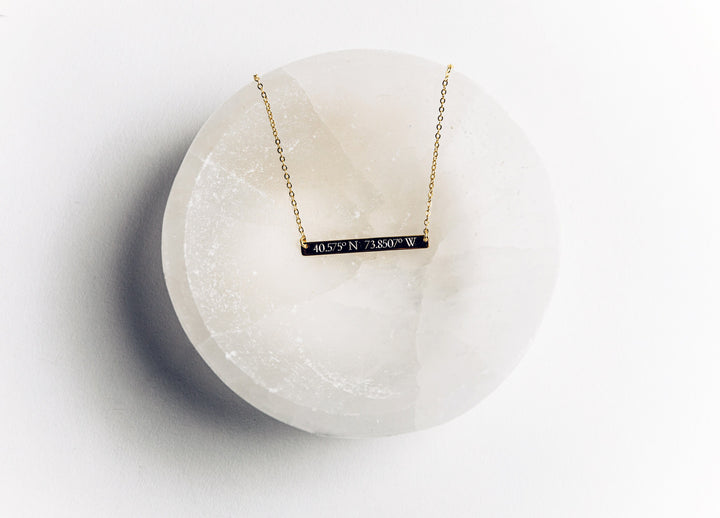 Personalized Coordinate Necklace, Location Necklace - 35x4 Bar Size