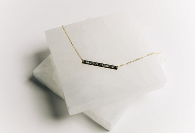 Personalized Coordinate Necklace, Location Necklace - 35x4 Bar Size