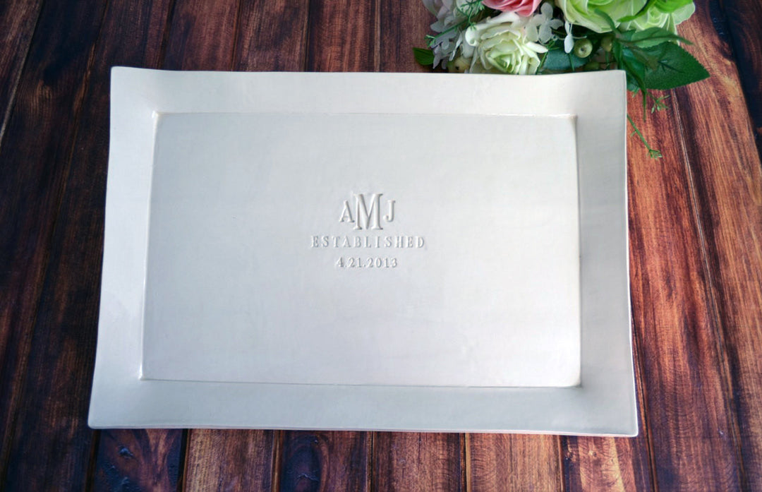 Large Rectangular Wedding Signature Guestbook Platter or Wedding Gift