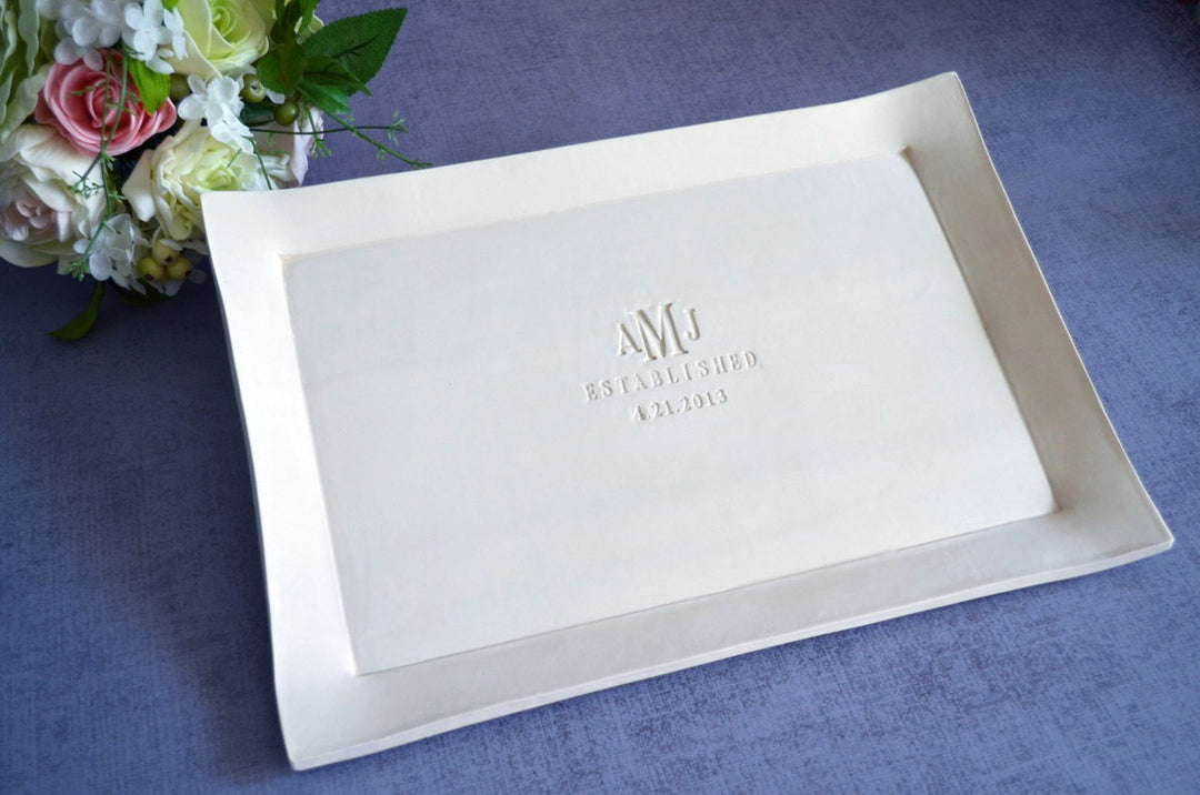 Large Rectangular Wedding Signature Guestbook Platter or Wedding Gift