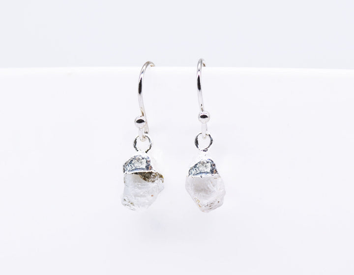 Raw Herkimer Diamond Earrings, Personalized April Birthstone Earrings