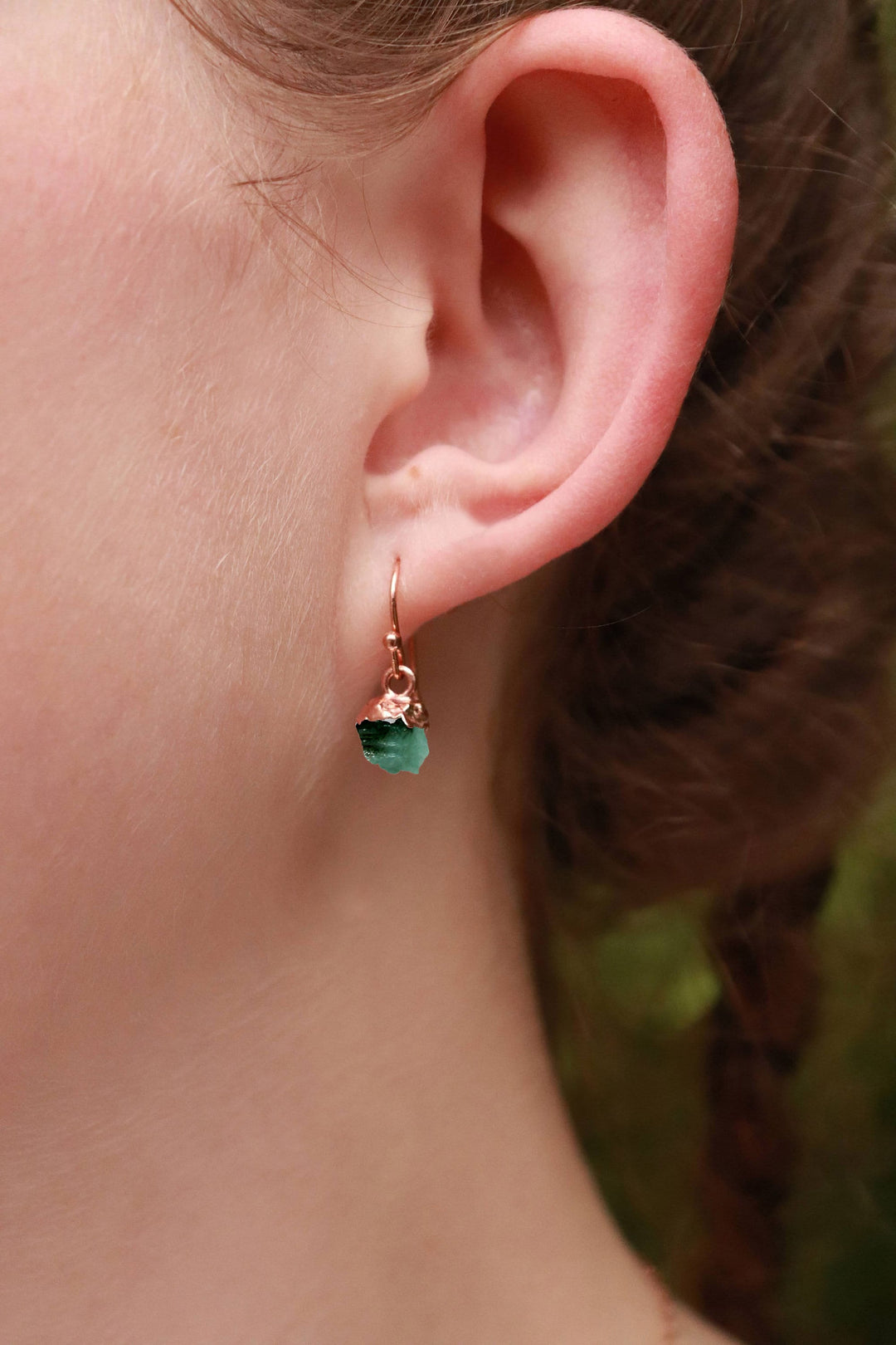 Raw Genuine Emerald Earrings, Personalized May Birthstone Earrings