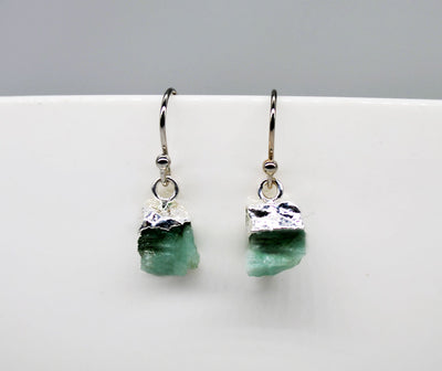 Raw Genuine Emerald Earrings, Personalized May Birthstone Earrings