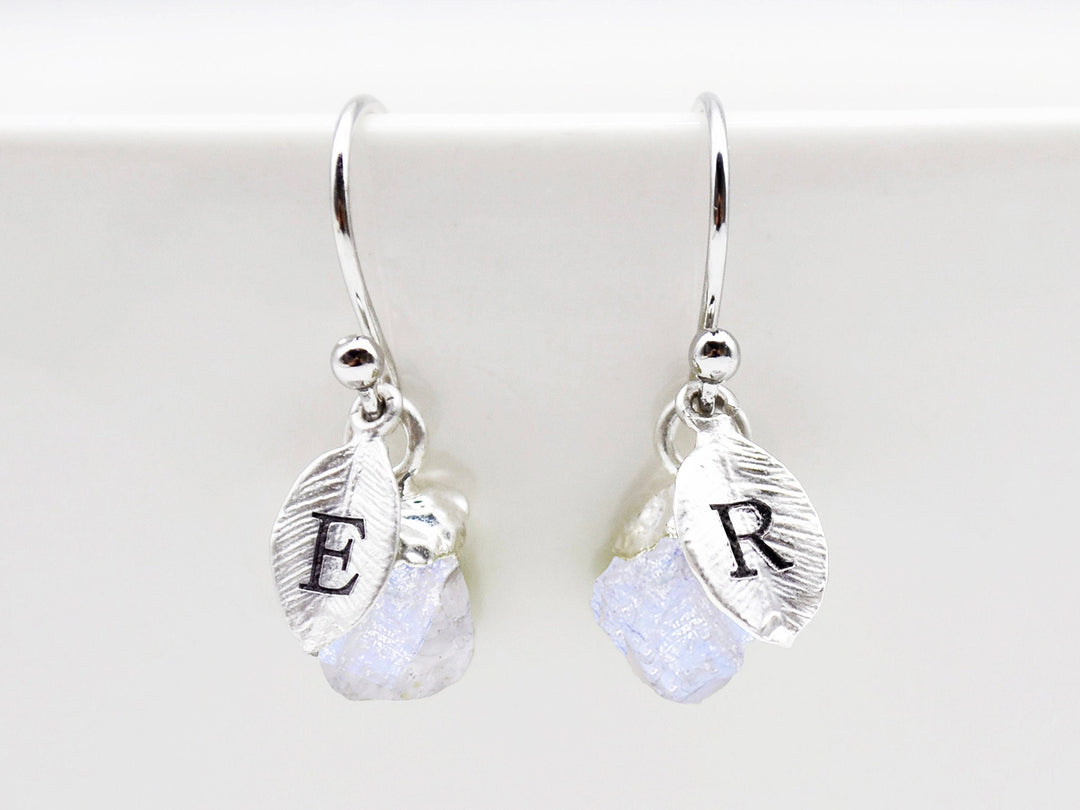 Raw Genuine Moonstone Earrings, Personalized June Birthstone Earrings