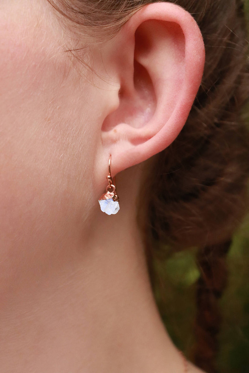 Raw Genuine Moonstone Earrings, Personalized June Birthstone Earrings