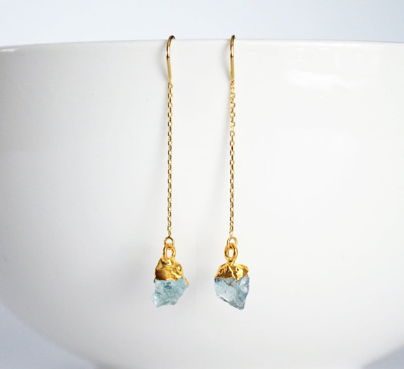 Rough Aquamarine Earrings 01 | Handmade Spiritual & Healing Crystal  Jewellery | Joolzery