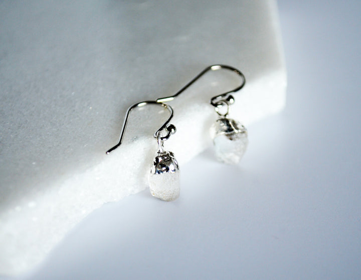 Raw Herkimer Diamond Earrings, Personalized April Birthstone Earrings