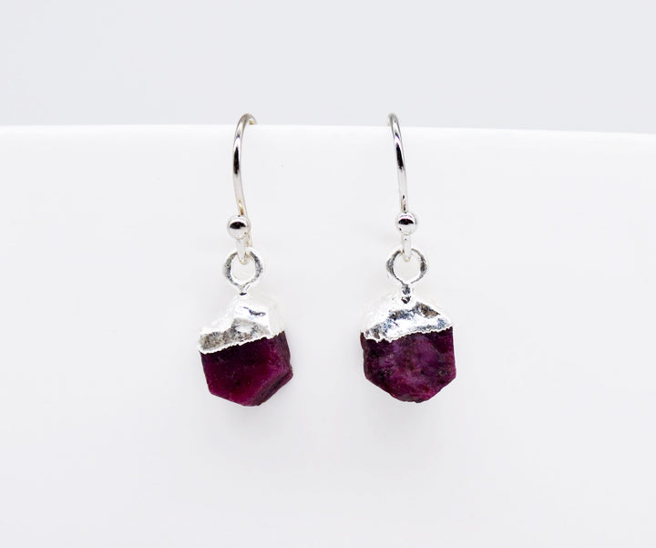 Raw Genuine Ruby Earrings, Personalized July Birthstone Earrings