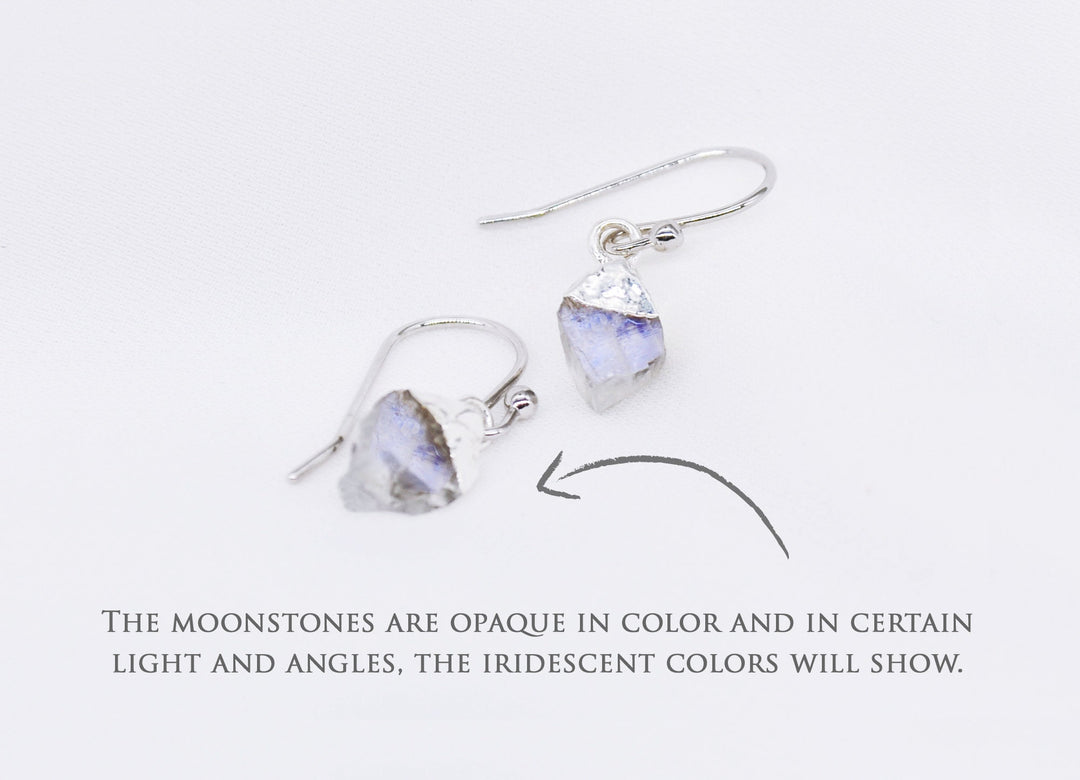 Raw Genuine Moonstone Earrings, Personalized June Birthstone Earrings